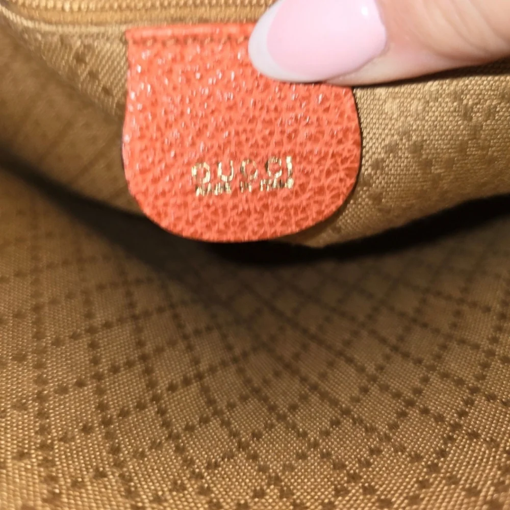 GUCCI Authentic  Bamboo  Suede ORANGE  Purse Satchel Handbag Designer - Picture 8 of 16